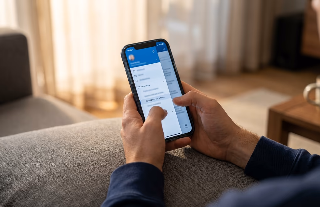 LinkedIn saved posts location in mobile app