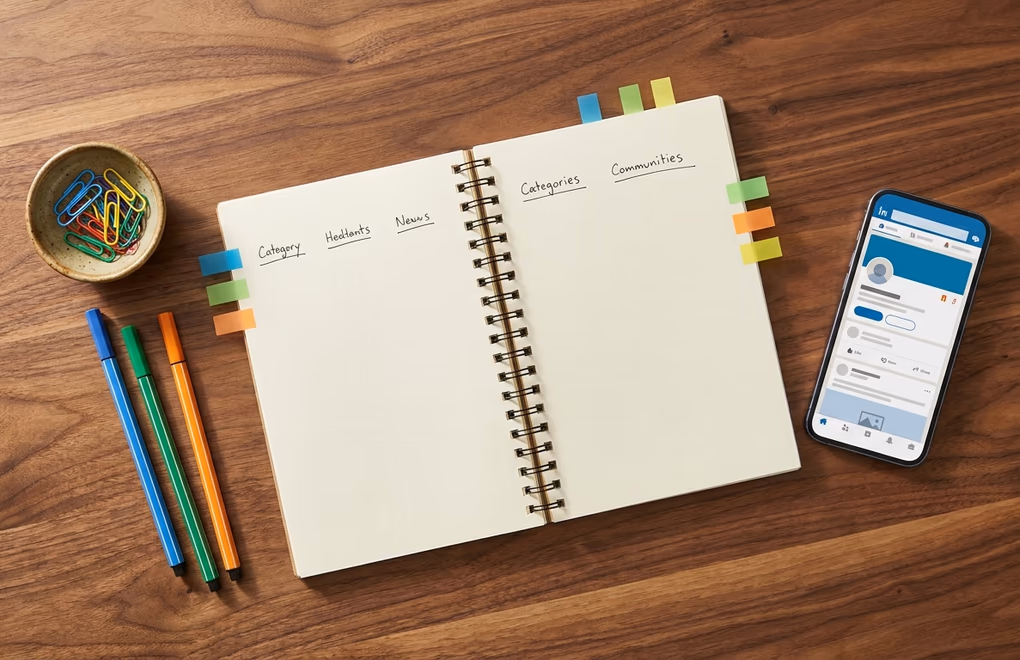 Organizing saved posts on LinkedIn