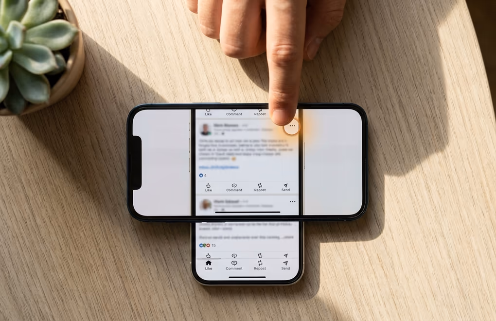 Save a post on LinkedIn using the three-dot menu