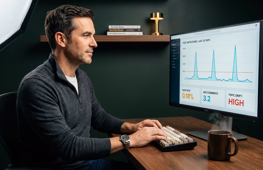 Checking LinkedIn post analytics for 360Brew suppression patterns