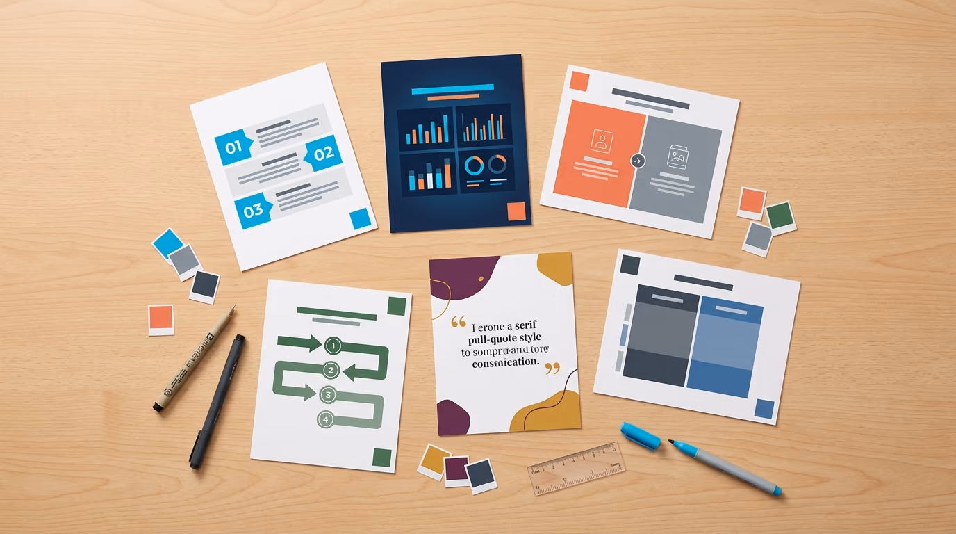 LinkedIn carousel slide designs with brand colors and typography