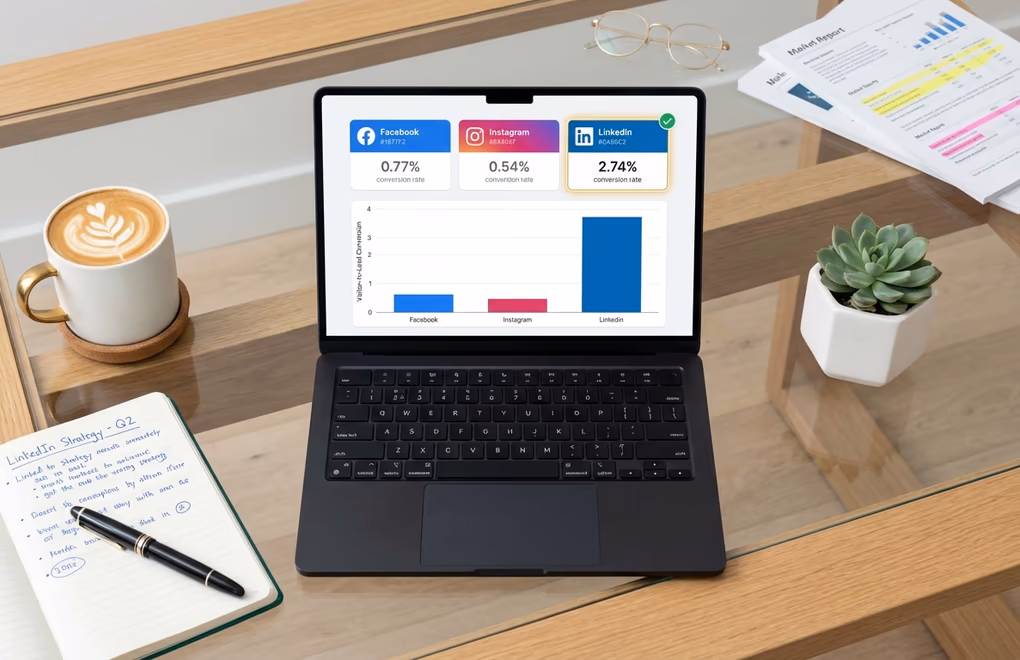 Side-by-side comparison of social media platforms showing LinkedIn's higher conversion rates for real estate professionals