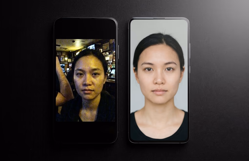 Side-by-side phone screens showing a blurry photo next to a sharp one