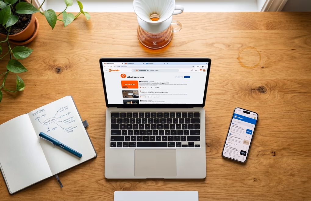 Reddit interface active professional community discussions with upvotes and comment threads on business and marketing topics